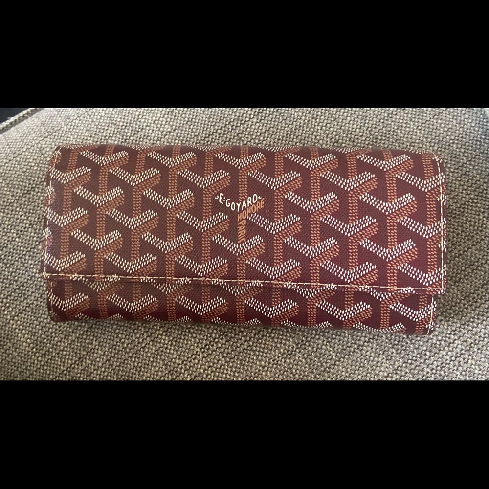 Like New Goyard Goyardine Mono Varenne Continental Wallet Burgundy